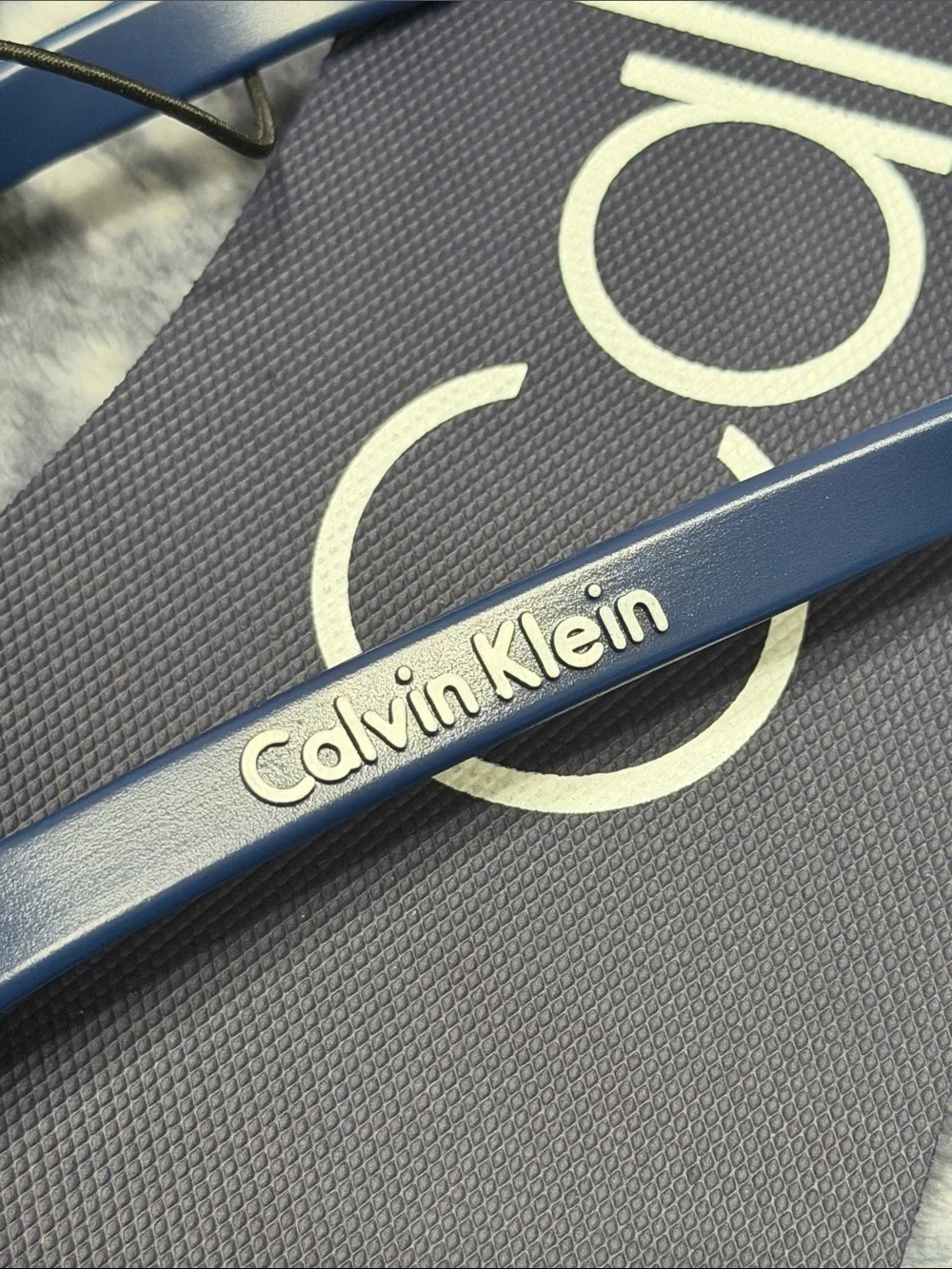 Calvin Klein Navy Blue Logo Flip Flops